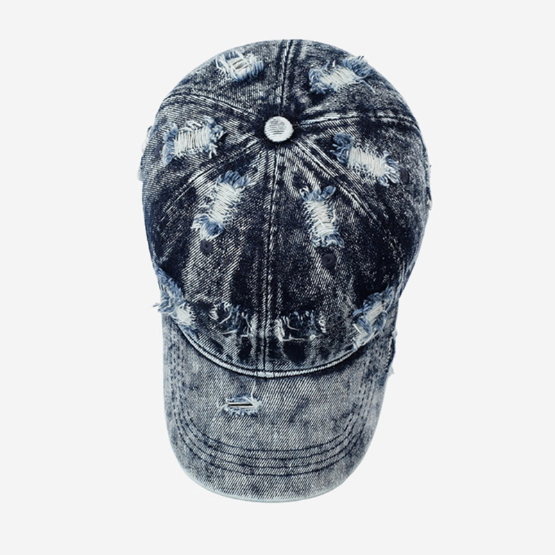 Men's Retro Washed Ripped Adjustable Buckle Denim Baseball Cap