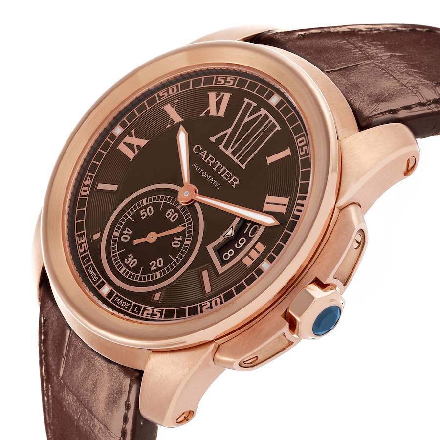 Cartier Calibre Rose Gold Brown Dial Automatic Mens Watch W7100007