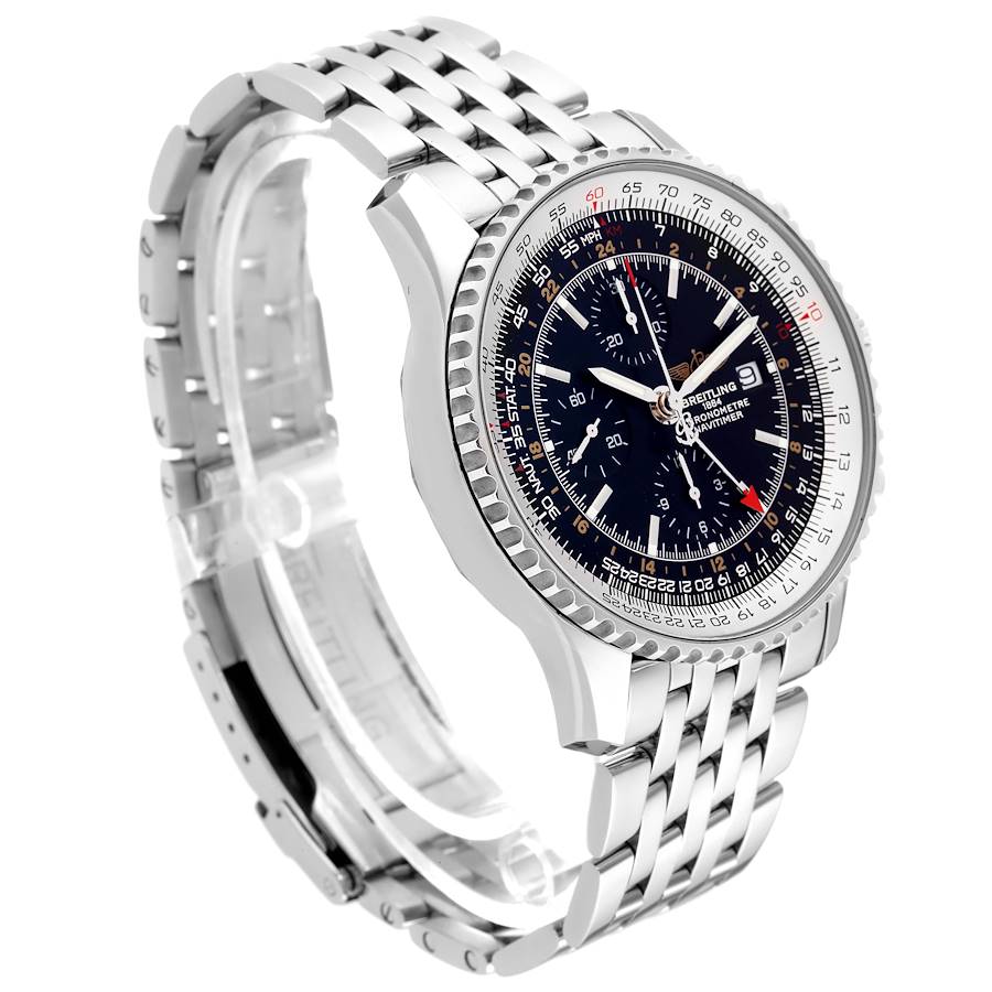 Breitling Navitimer World Black Dial Steel Mens Watch A24322
