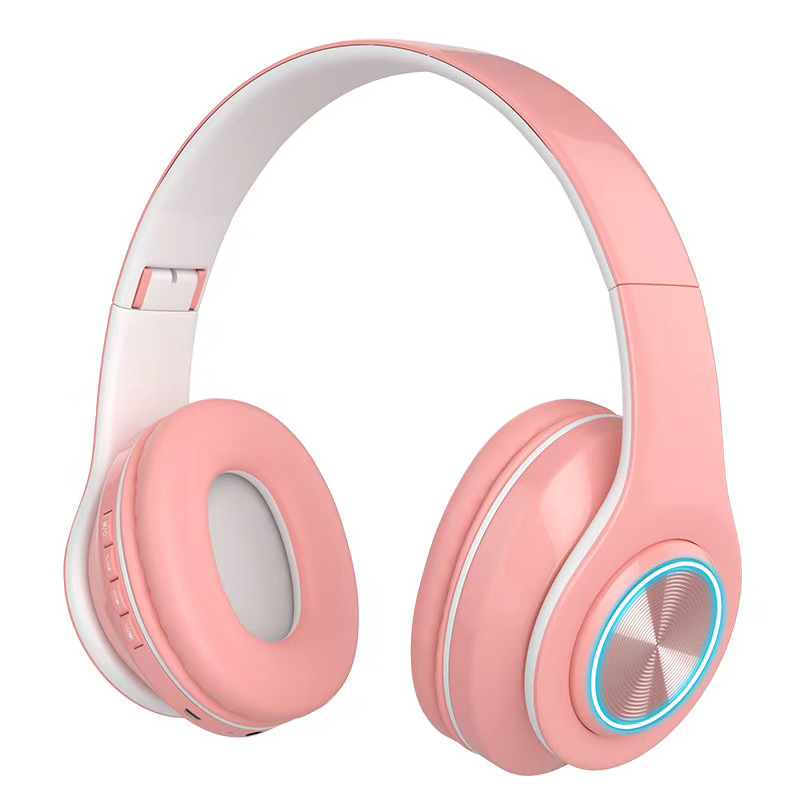Wholesale Price Earphone Booms Stereo Sport Headphone Macaron Wireless Headset for Girl pink Wireless Headphone