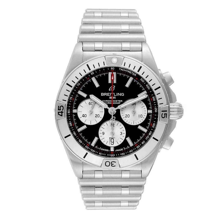 Breitling Chronomat B01 Black Dial Steel Mens Watch AB0134