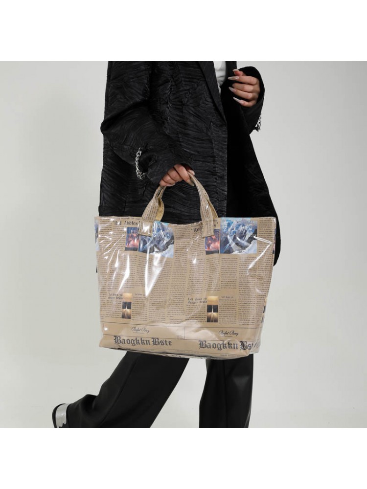 Newspapers Printed Tote Bag