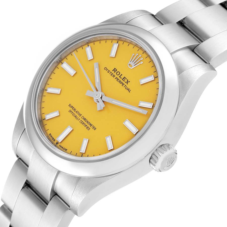 Rolex Oyster Perpetual Midsize Yellow Dial Steel Ladies Watch 277200