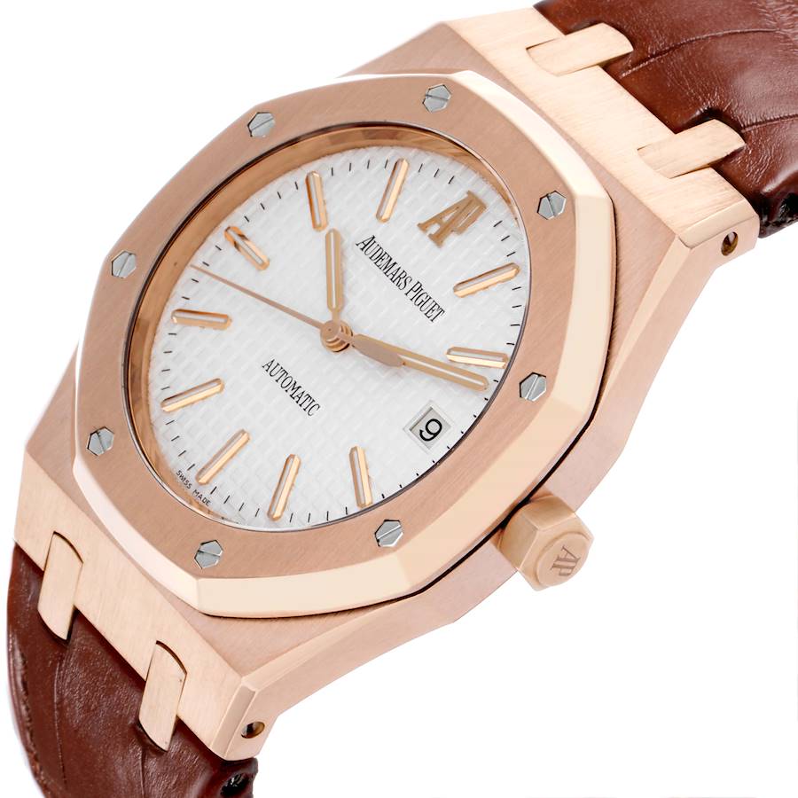 Audemars Piguet Royal Oak 18k Rose Gold Silver Dial Watch 15300OR