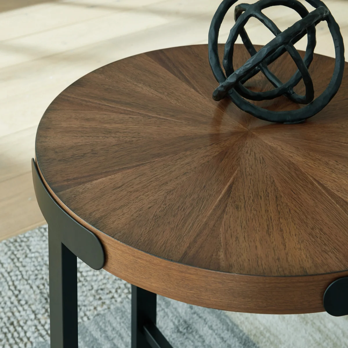 Rustic Oak Wood Accent Table Set