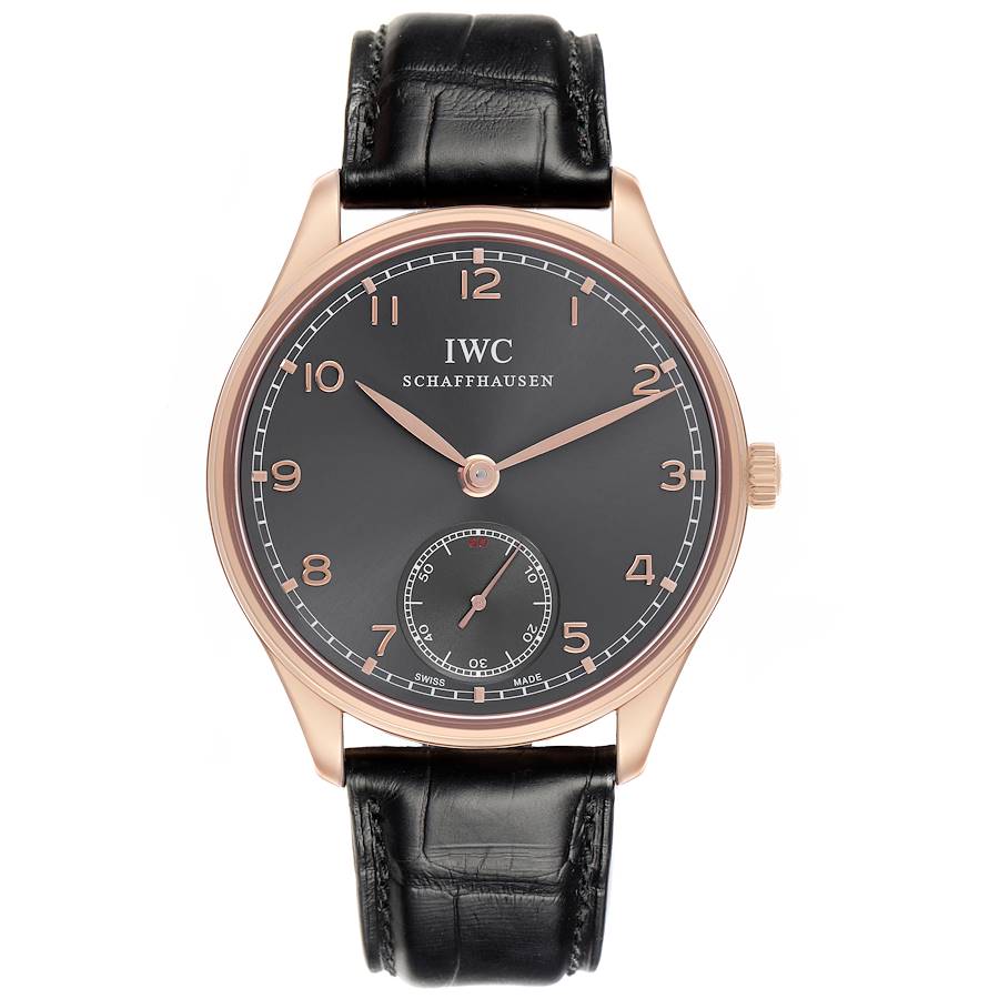 IWC Portuguese Rose Gold Grey Dial Manual Mens Watch IW545406