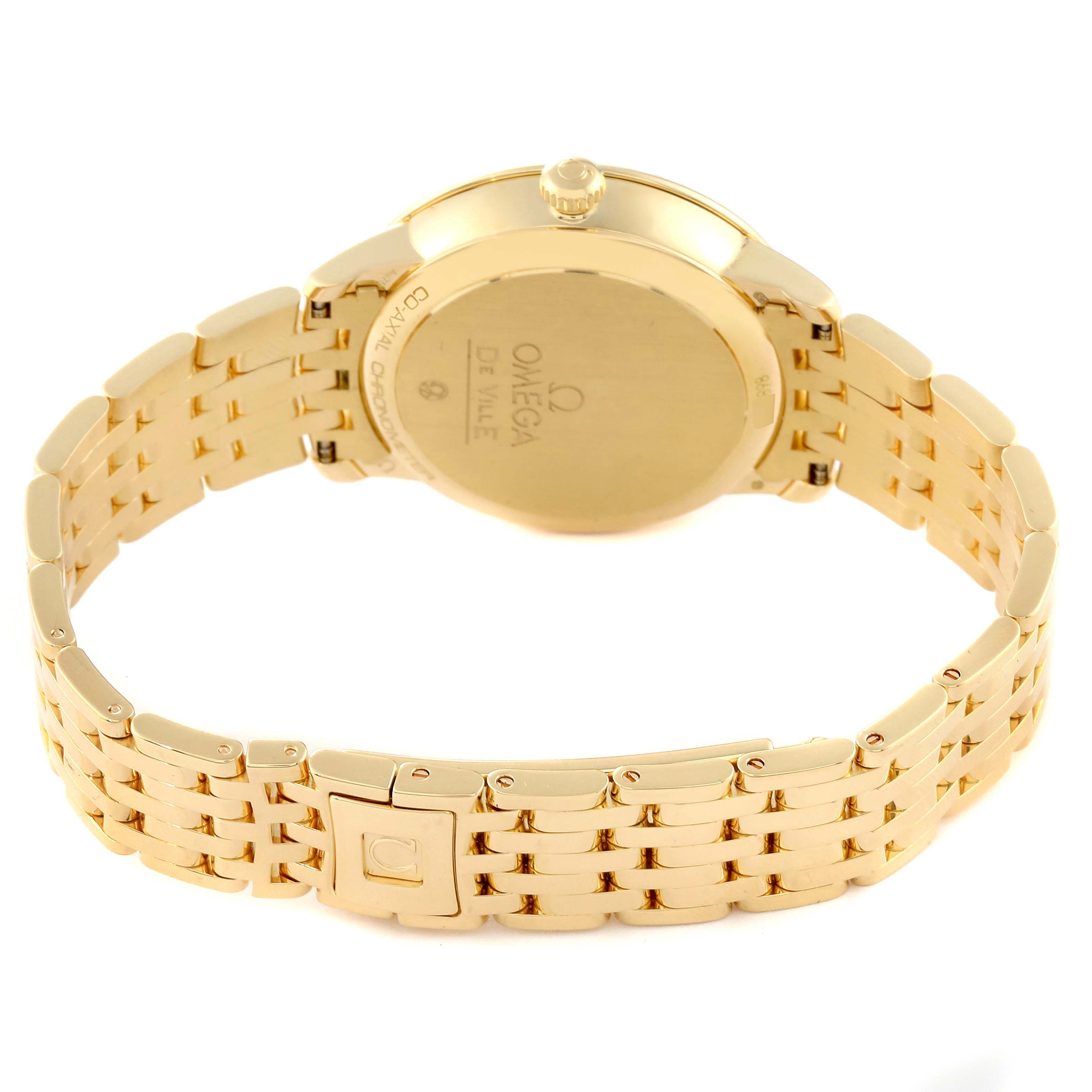 Omega DeVille Prestige Yellow Gold Mother of Pearl Diamond Ladies Watch 37.6 MM 424.55.33.20.55.005