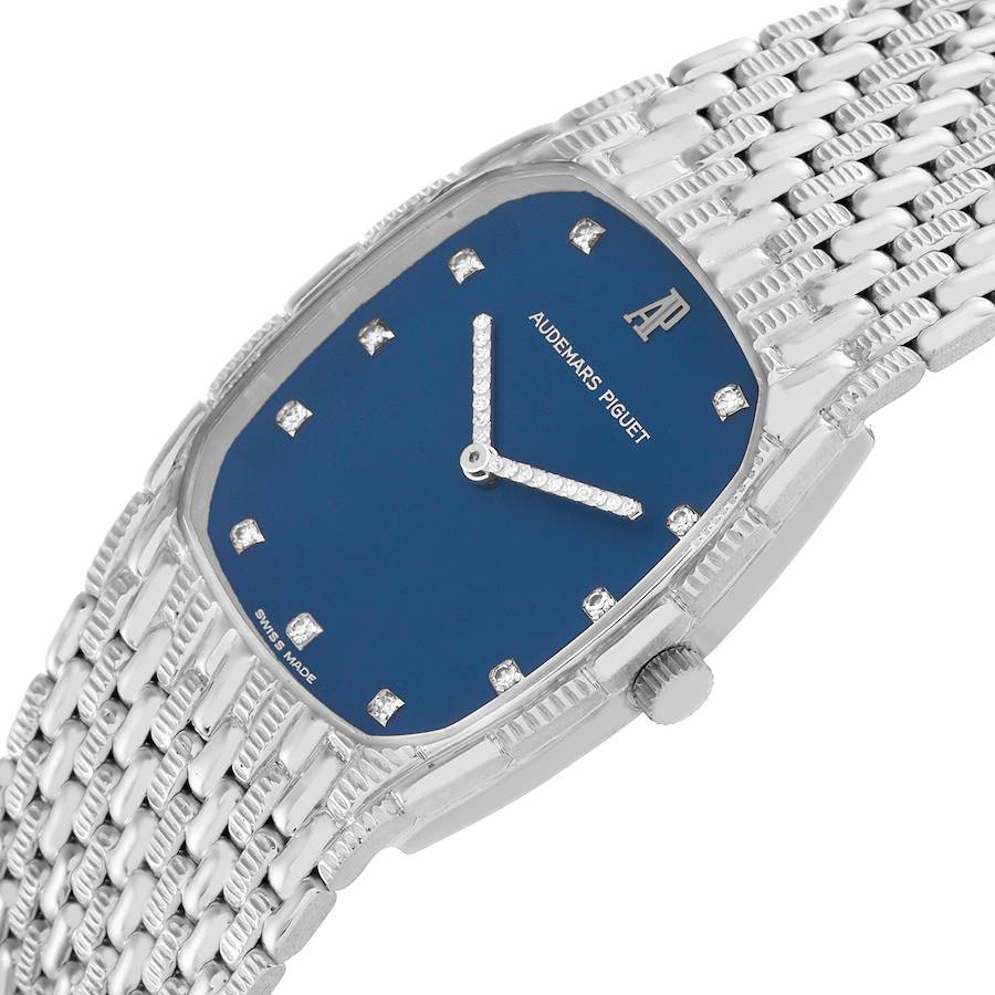 Audemars Piguet White Gold Blue Dial Diamond Vintage Mens Watch
