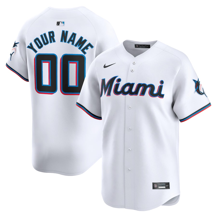 Miami Marlins Youth Home Limited Custom Jersey White