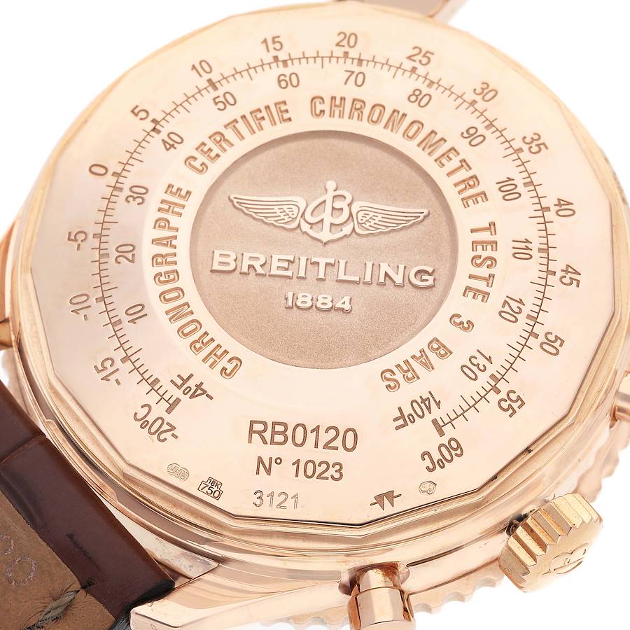 Breitling Navitimer 01 Rose Gold Black Dial Mens Watch RB0120