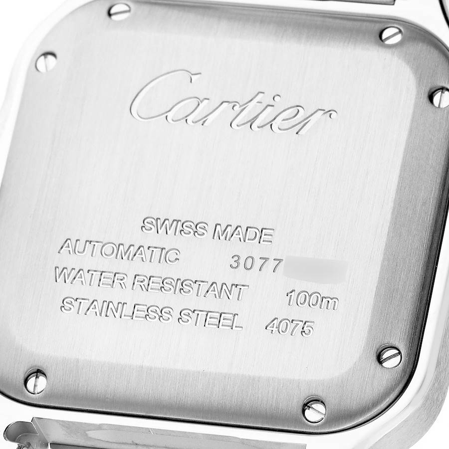 Cartier Santos Blue Dial Diamond Steel Mens Watch W4SA0006