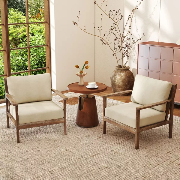 Modern Upholstered Lounge Chair with Solid Wood Frame