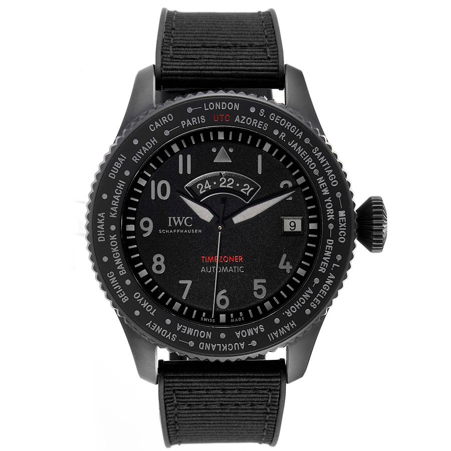 IWC Pilots Timezoner Top Gun Ceratanium Mens Watch IW395505