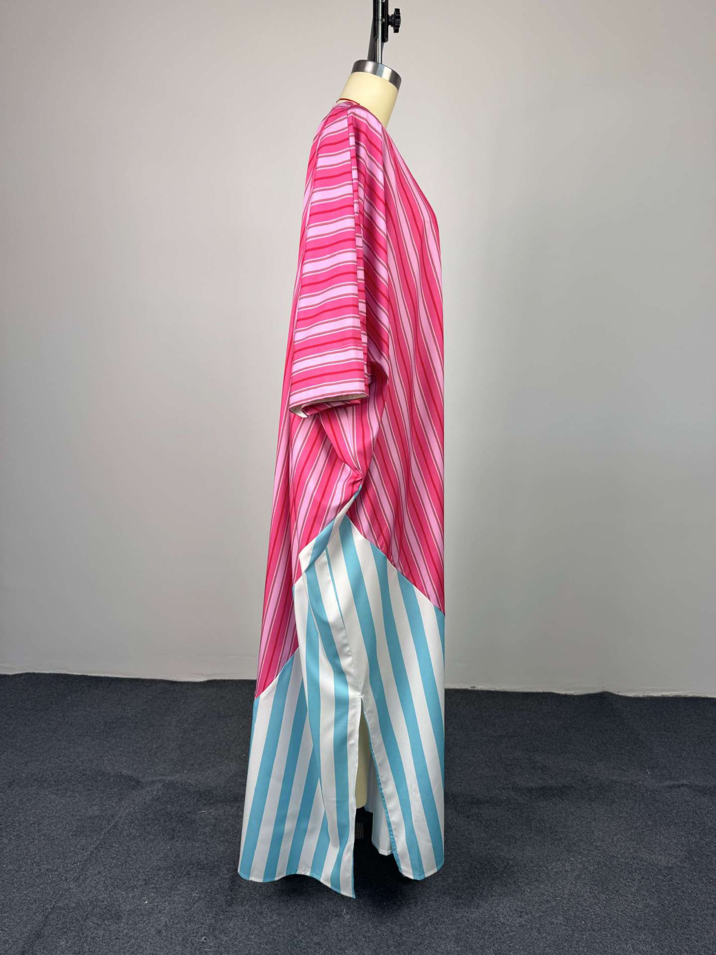 Women African Spring V-Neck Striped Maxi Dress