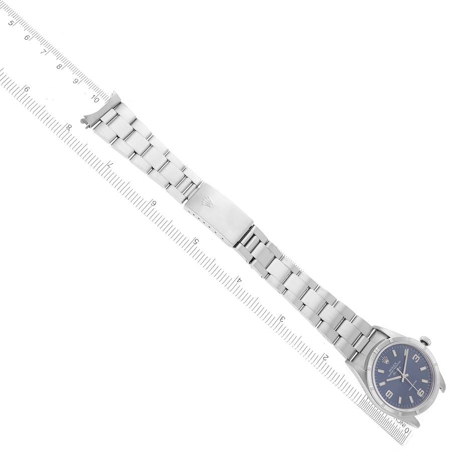 Rolex Air King Engine Turned Bezel Blue Dial Steel Mens Watch 14010