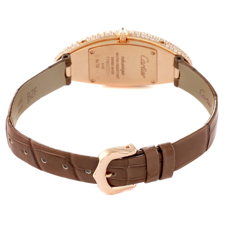 Cartier Baignoire Allongee Rose Gold Diamond Ladies Watch WJBA0006
