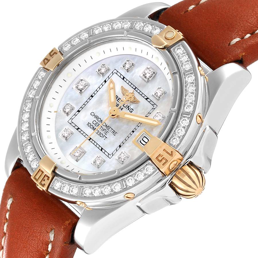Breitling Cockpit Steel Yellow Gold Diamond Bezel MOP Dial Ladies Watch B71356