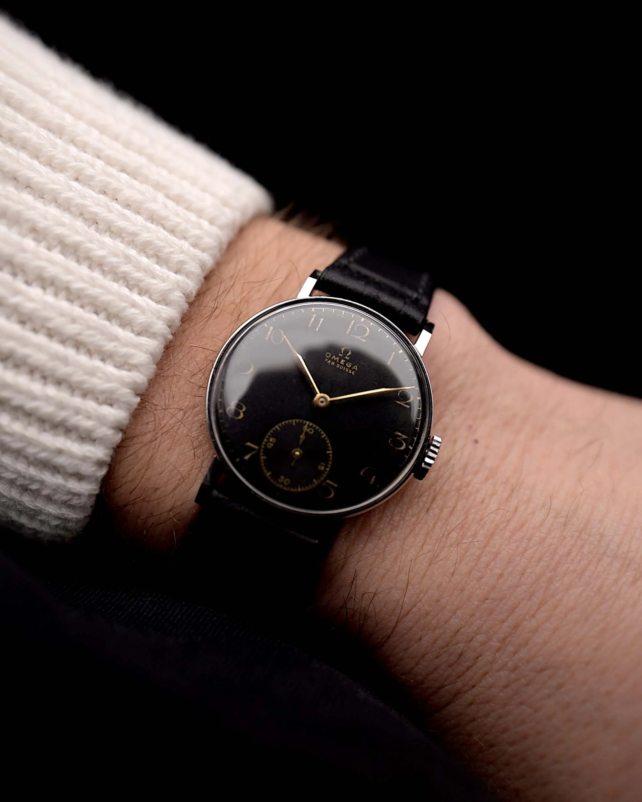 Omega Art Deco Black Syringe Sub Second 1939
