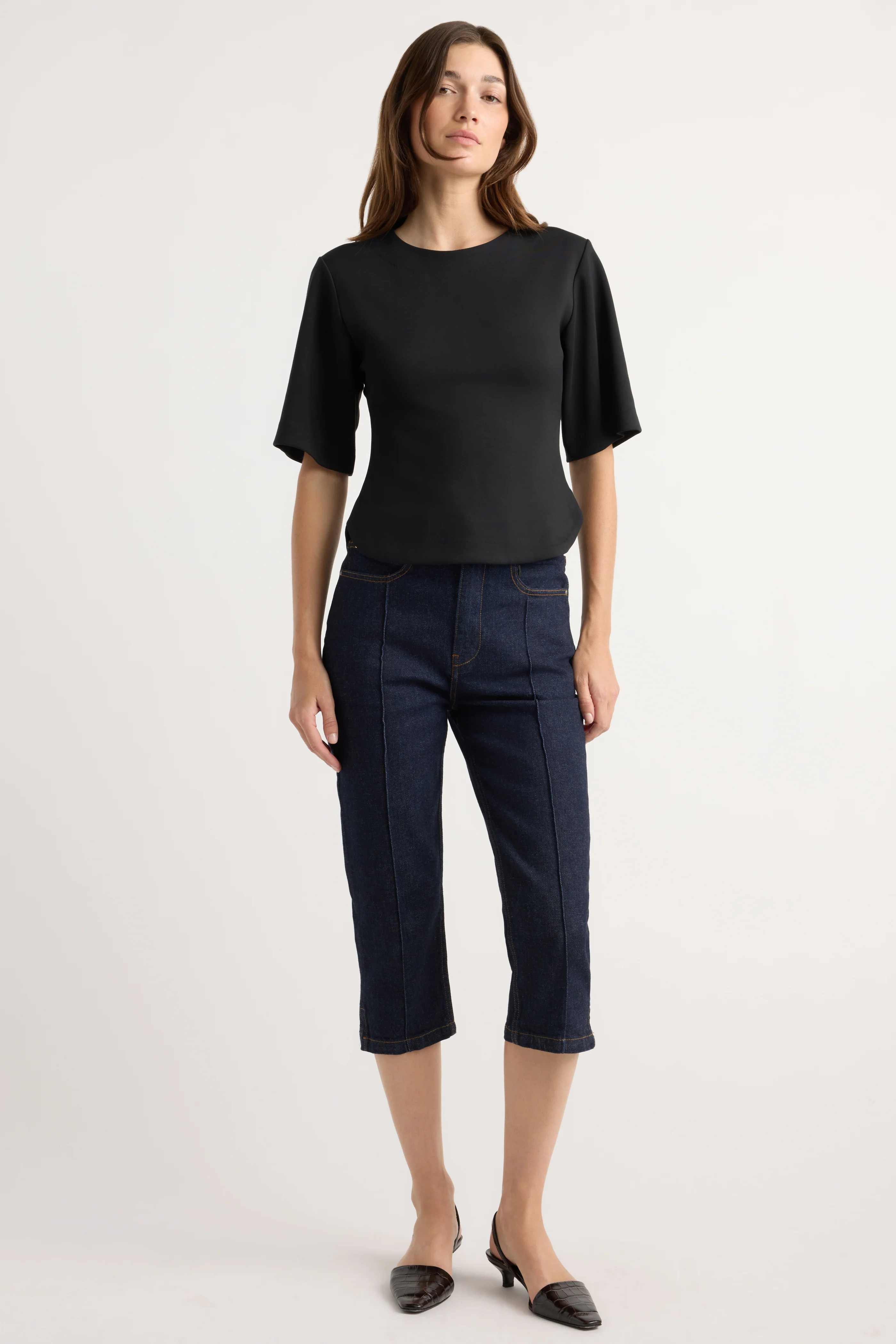 Reem Sculpted Curved-Hem Tee