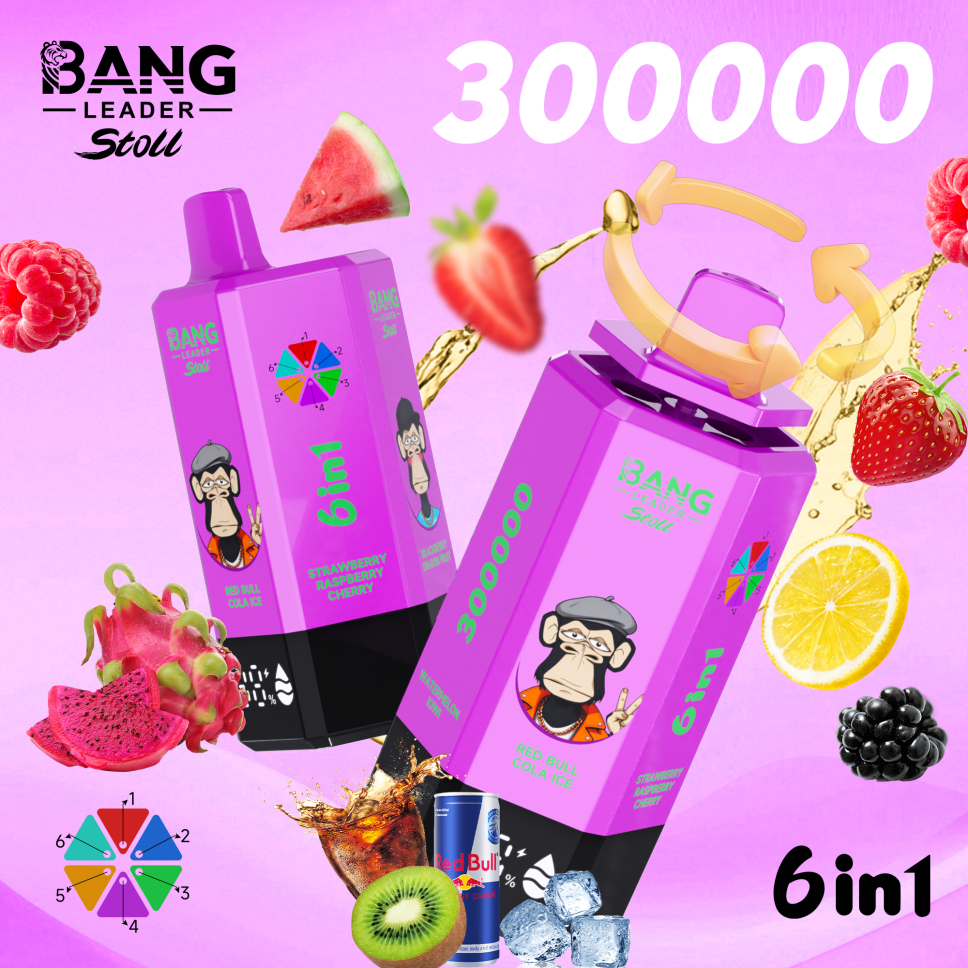 Bang Leader Stoll 300K Puffs 6-in-1 Prefilled Vape Device - 6 Flavours, Rechargeable, 650mAh
