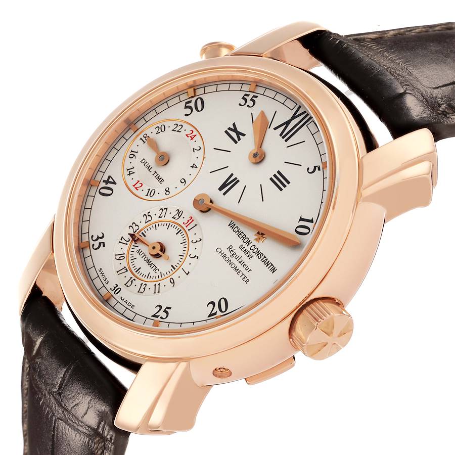 Vacheron Constantin Malte Dual Time Regulator Rose Gold Mens Watch 42005