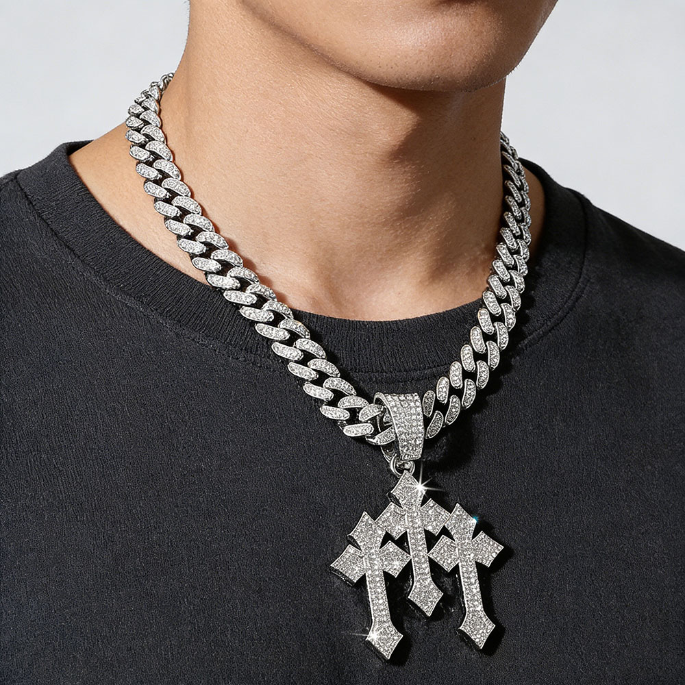 Triple Cross Iced Out Pendant: Divine Protection, Abundance & Spiritual Strength