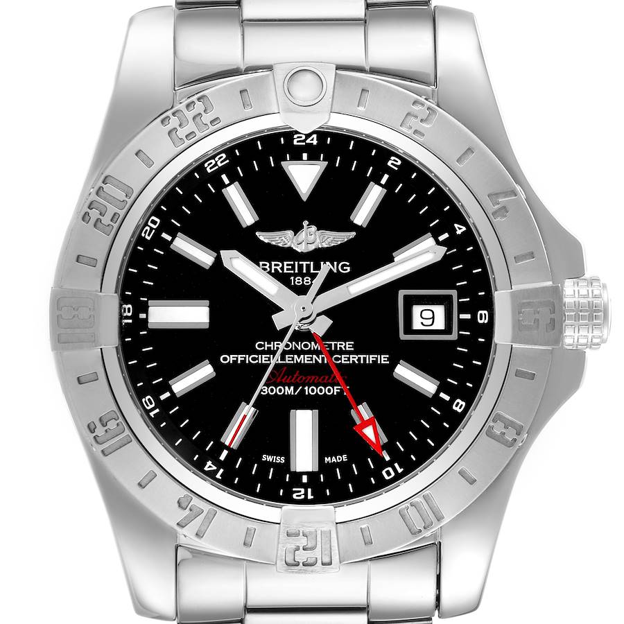 Breitling Aeromarine Avenger II GMT Black Dial Steel Mens Watch A32390