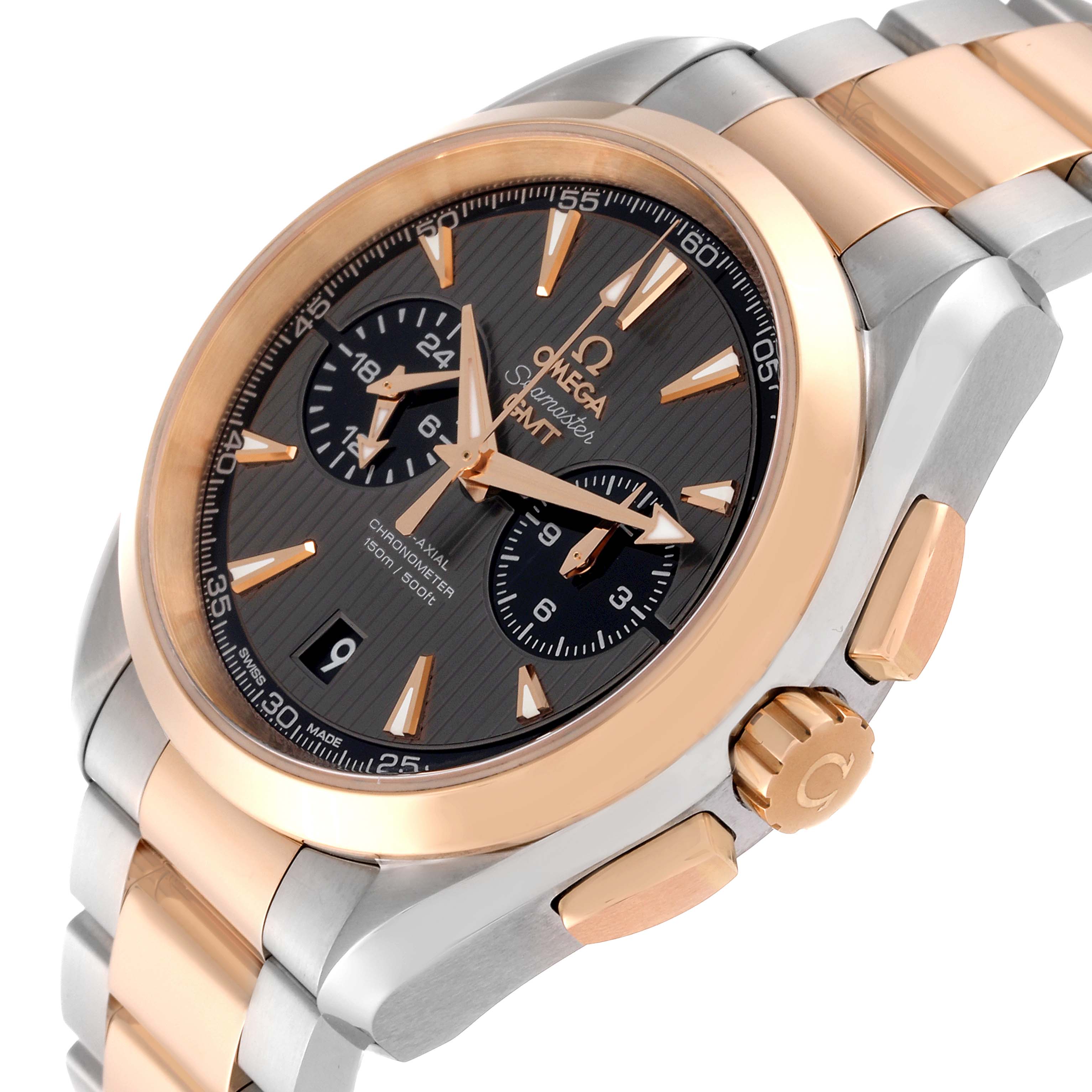 Omega Aqua Terra GMT Steel Rose Gold Mens Watch 43.0 MM 231.20.43.52.06.001