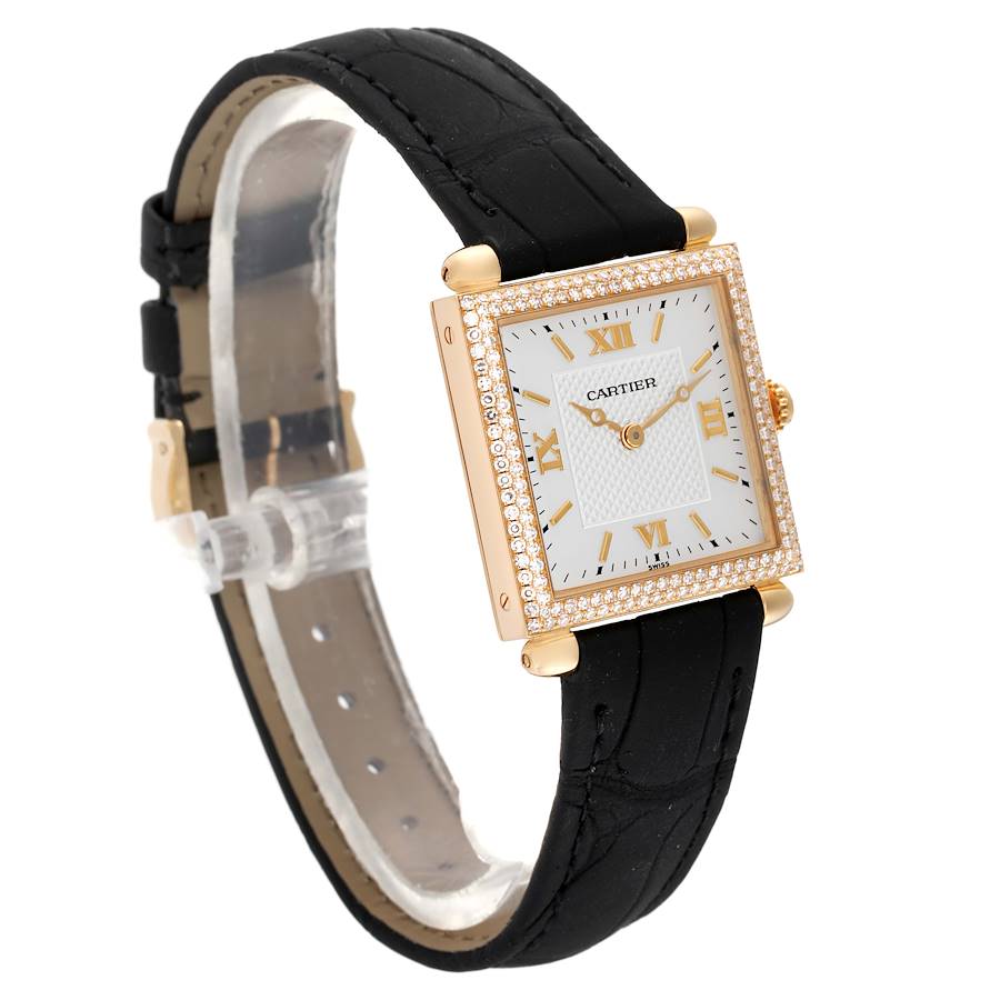 Cartier Tank Obus 18k Yellow Gold Diamond Ladies Watch WB800351