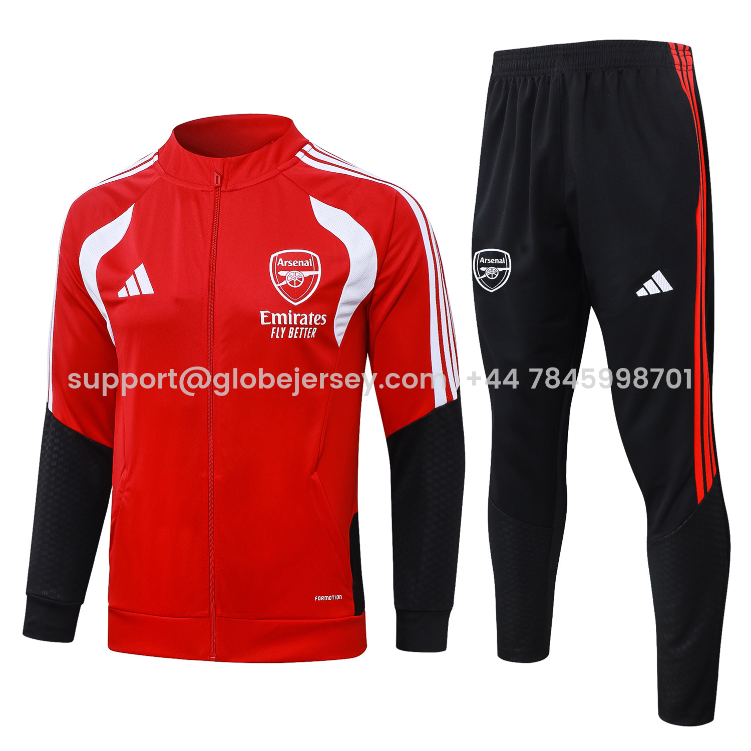 Arsenal 26-27 Jacket Training Tracksuit - Red Jackets & Black Pants
