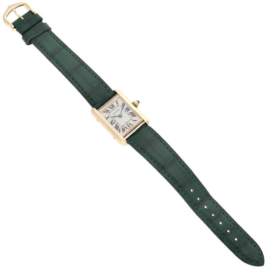 Cartier Tank Louis Small Yellow Gold Green Strap Ladies Watch W1529856 Card