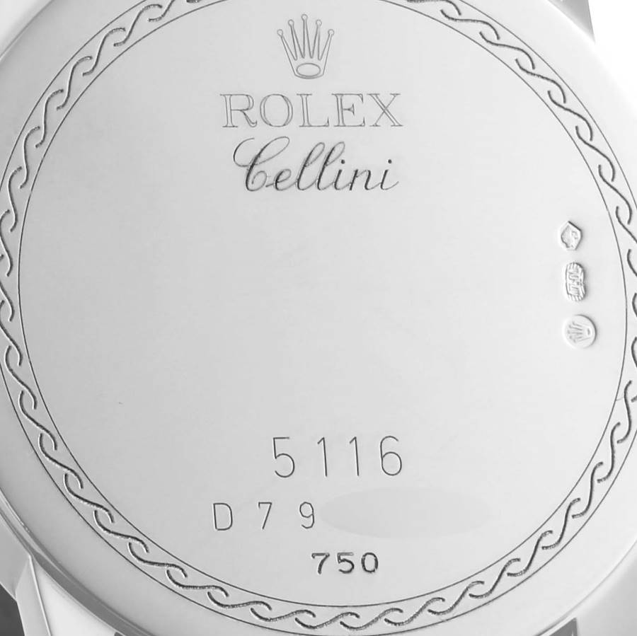 Rolex Cellini Classic Black Dial 18K White Gold Mens Watch 5116
