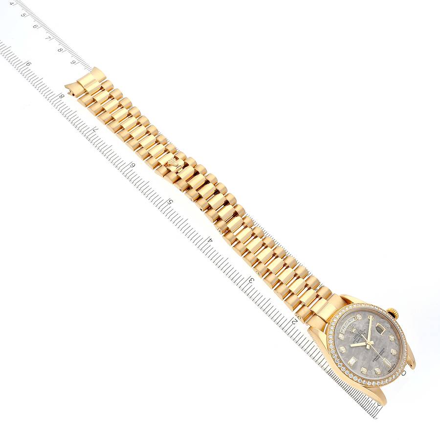 Rolex President Day Date Yellow Gold Diamond Mens Watch 118348