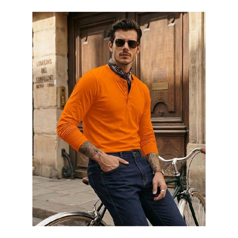 Men's Long Sleeve Henley Shirts