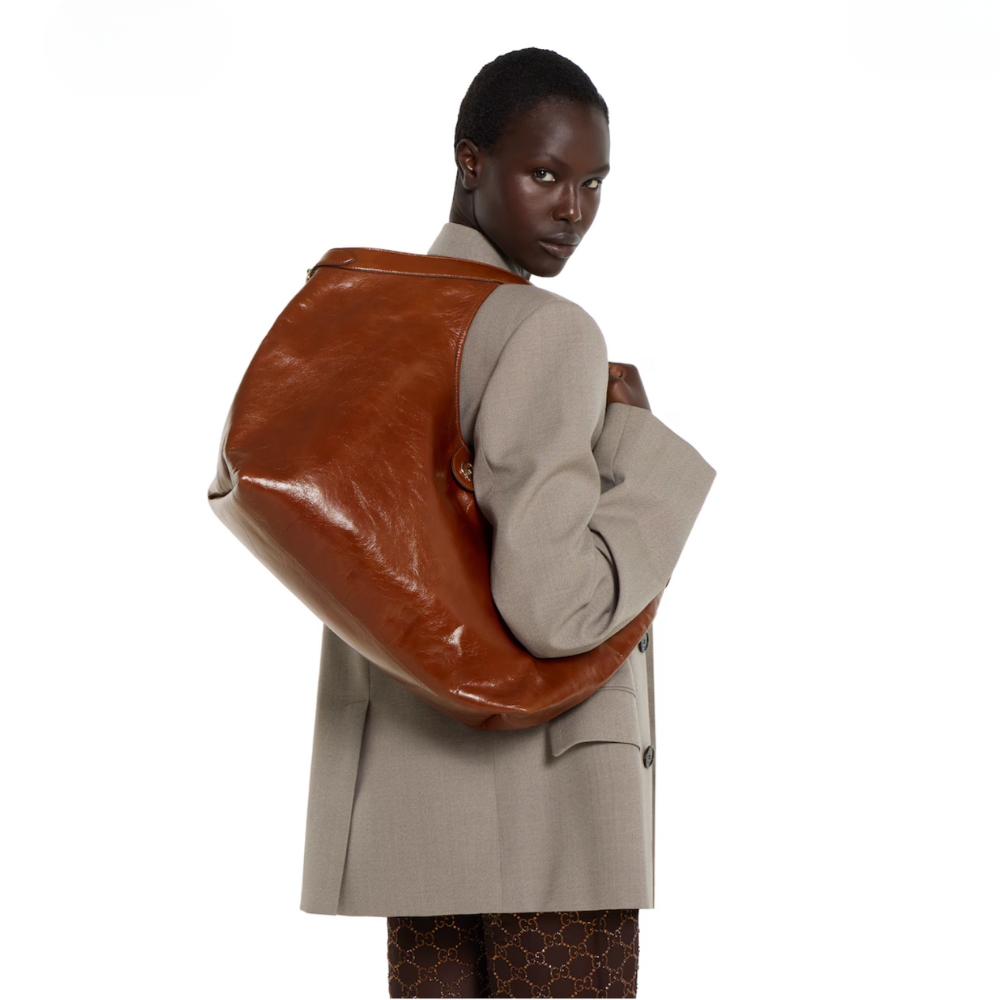 Gucci Giglio Large Tote Bag Dark Brown Leather 60Cm 853971 AAF2H 7645