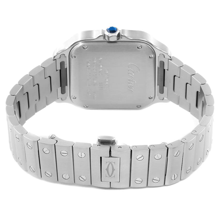 Cartier Santos Blue Dial Diamond Steel Mens Watch W4SA0006
