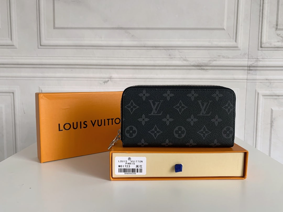 Louis Vuitton Long Double Zipper Wallet Monogram Black 19Cm