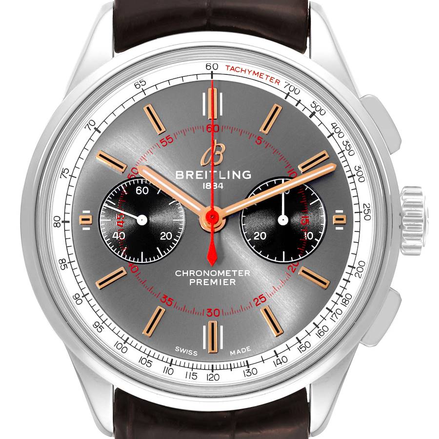 Breitling Premier B01 Chronograph Grey Dial Steel Mens Watch AB0118