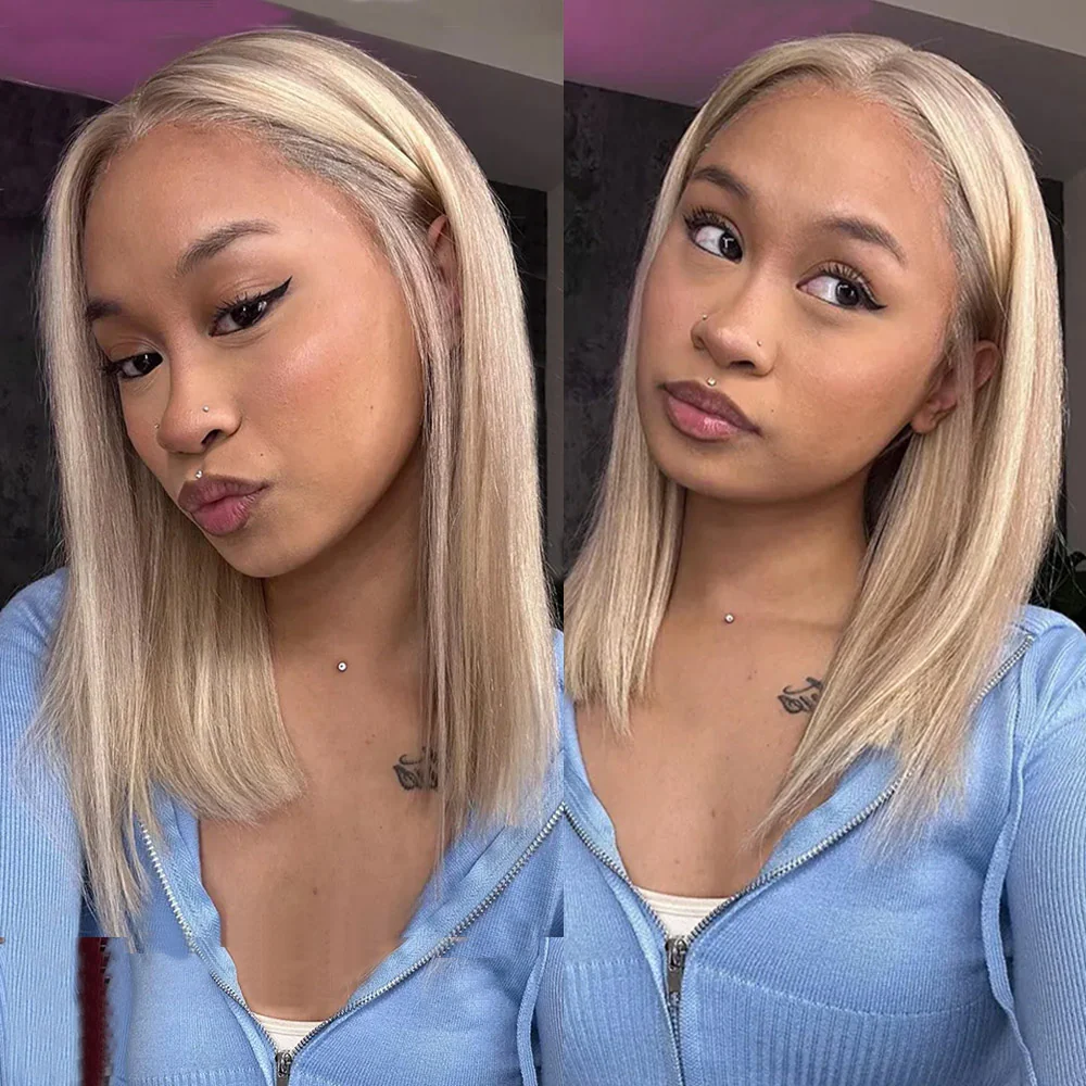 Megalook Bogo Free 6x5 Invisible Knots #4 Chocolate Brown/Blonde Highlight Straight Bob Wigs Realistic Hairline Beginner Friendly