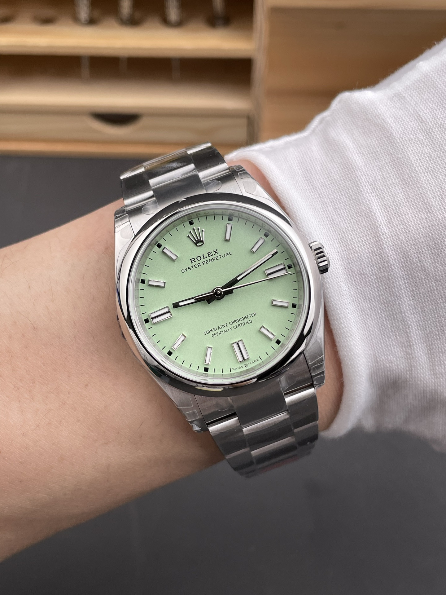 Light Green Oyster Perpetual Pistachio Green Dial