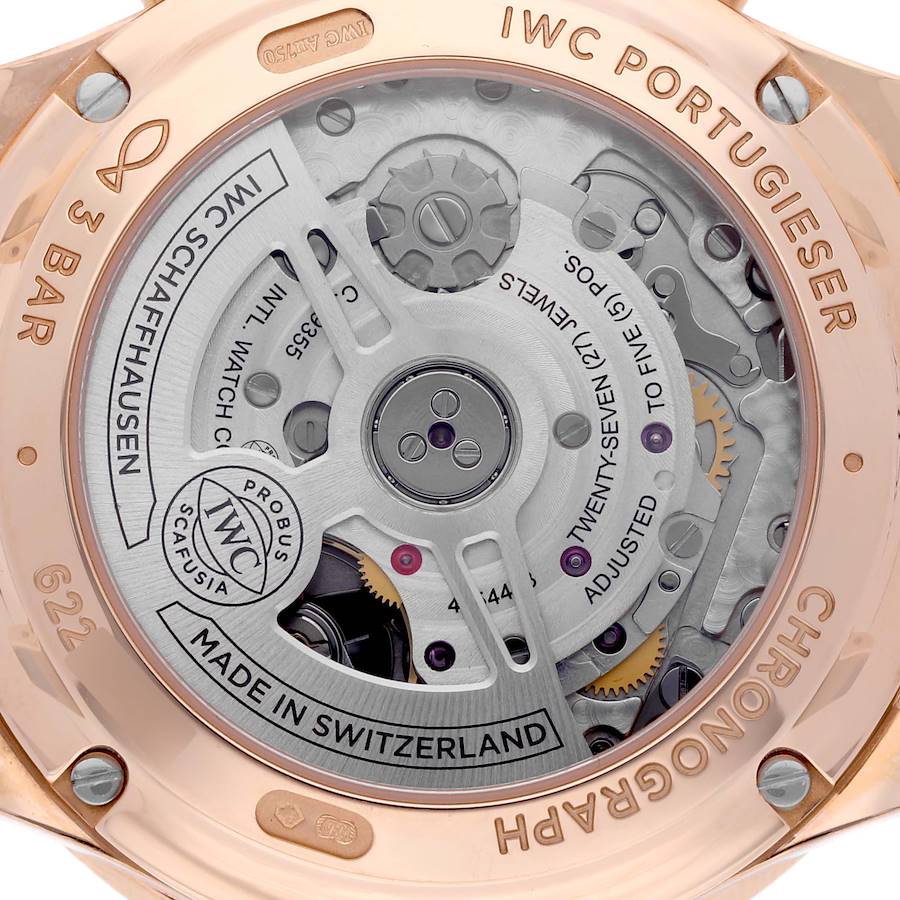 IWC Portuguese Chronograph Rose Gold Silver Dial Mens Watch IW371611