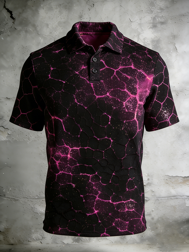 Moisture Wicking 3D Gradient Abstract Geometric Short Sleeve Golf Polo