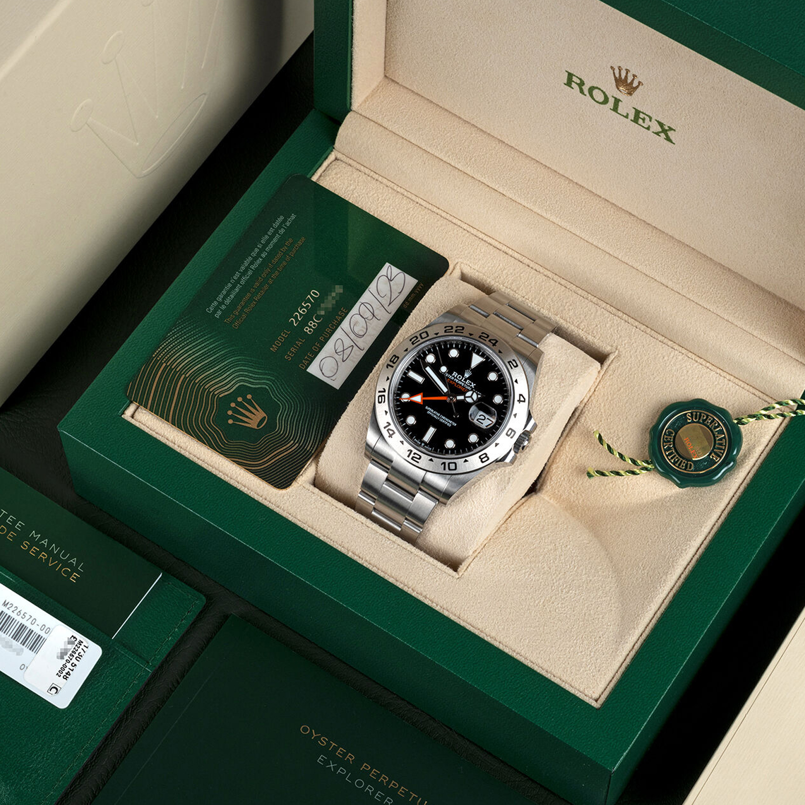 Rolex Explorer II 42 White Dial Orange Hand Mens Watch 216570
