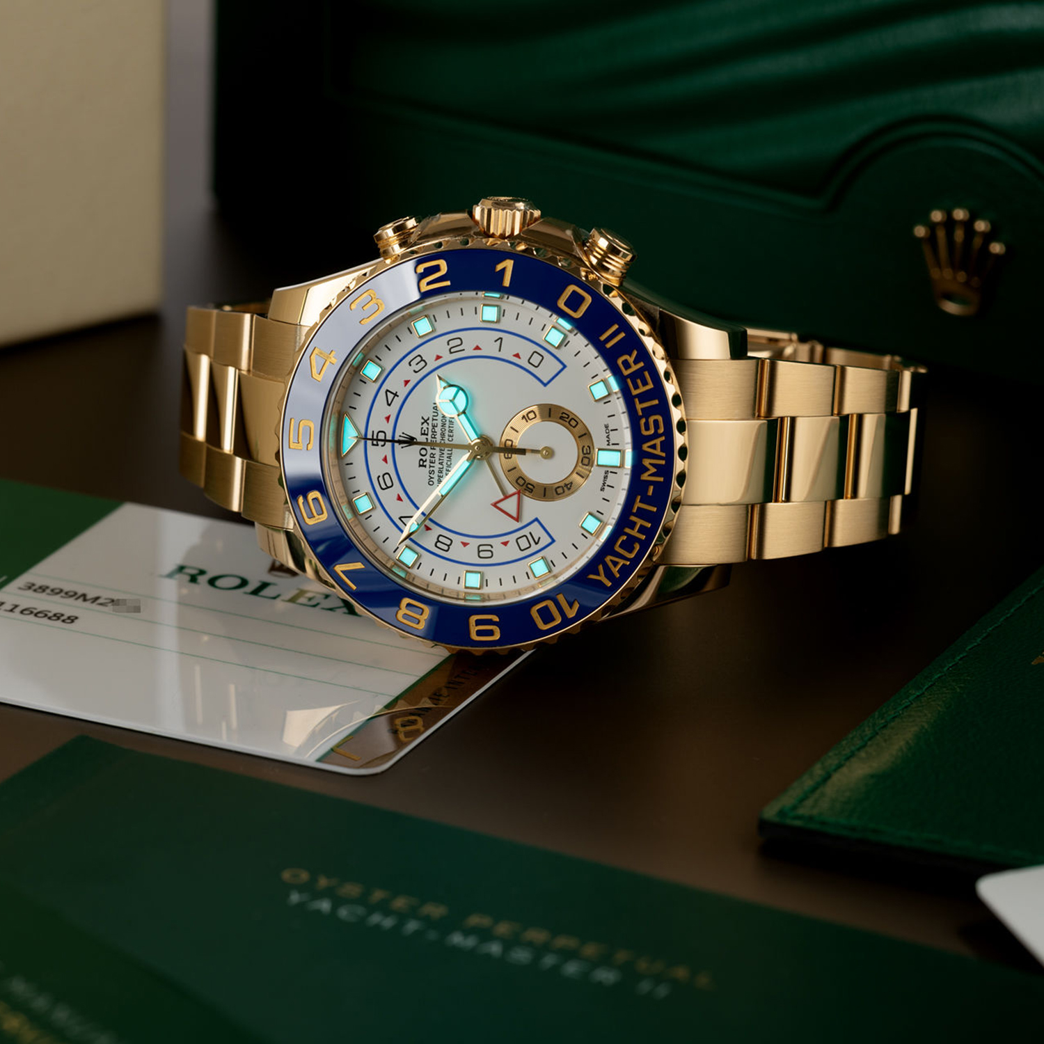 ??Limited Time Offer-Rolex Yacht-Master II Yellow Gold m116688-0002 Mercedes-Benz hour hand /Rose Gold m116681-0002/ m116680-0002 44mm Unworn