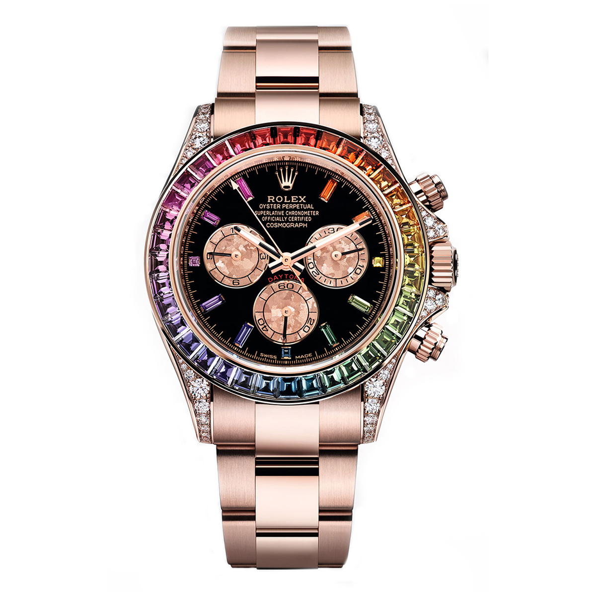 Rolex Cosmograph Daytona 116595RBOW 40mm Everose Gold Rainbow Sapphire Watch