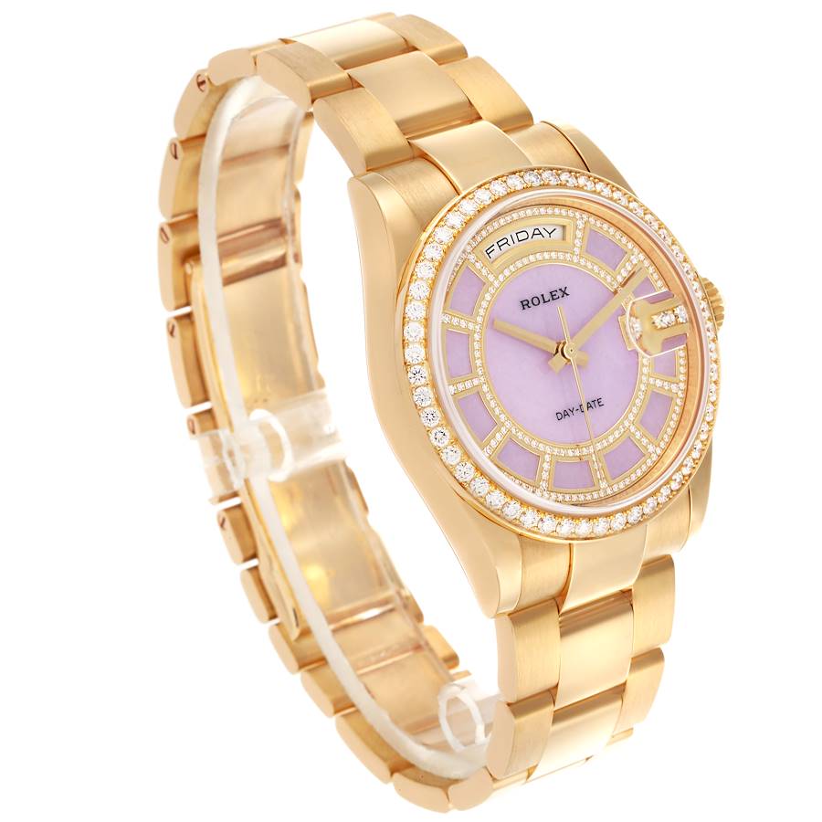 Rolex President Day-Date Yellow Gold Carousel Lilac Jade Diamond Mens Watch 118348