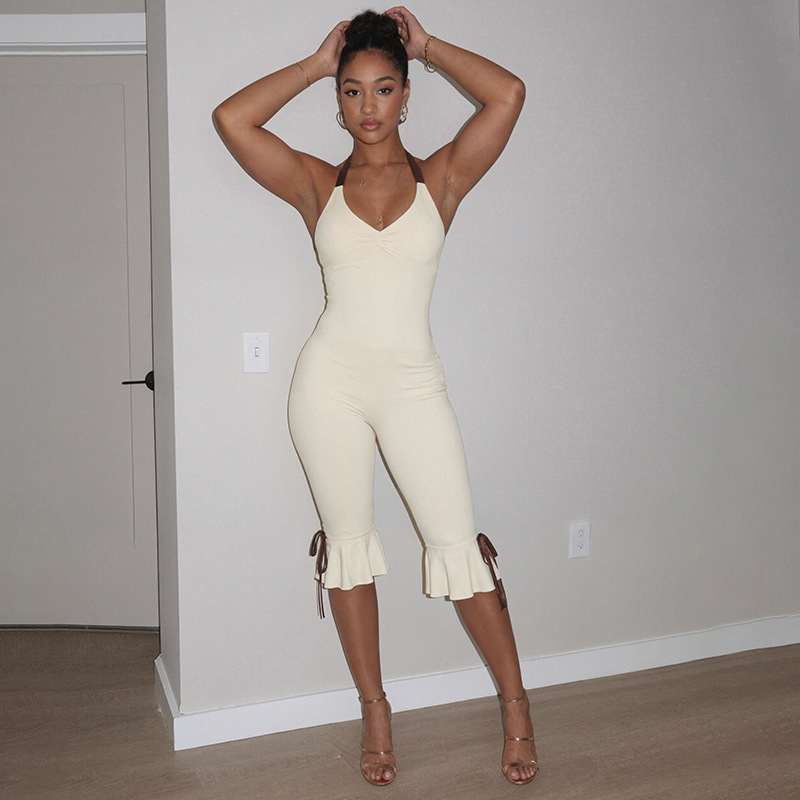 Women Spring Halter Neck Sexy Jumpsuit