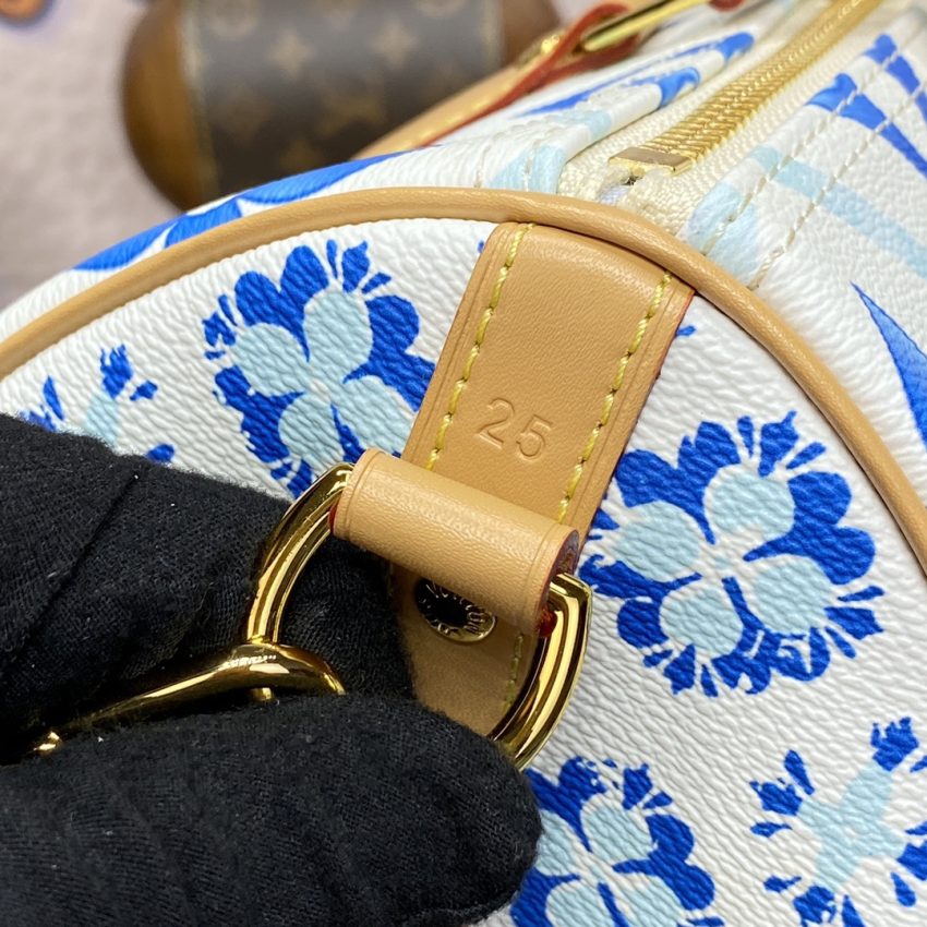 Replica Louis Vuitton Speedy Bandouliere 25 Blue – White