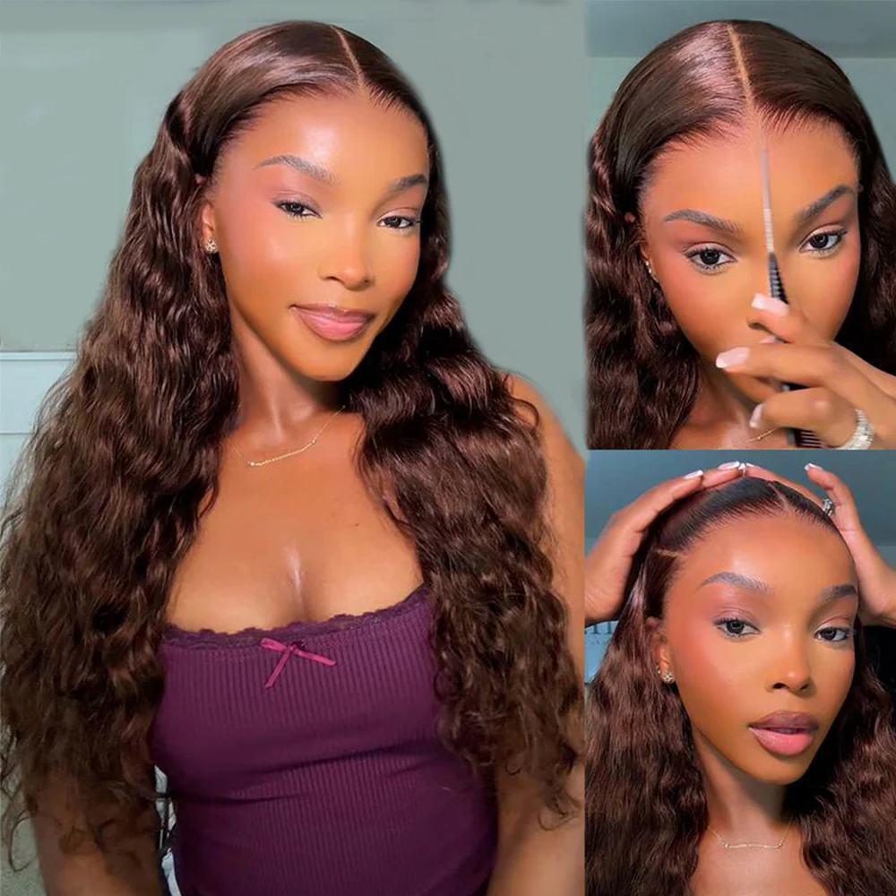 Megalook 13x6 Three-Go™ Chocolate Brown Glueless Wigs Bohemian Curl with Drawstring 100% Human Hair Wig