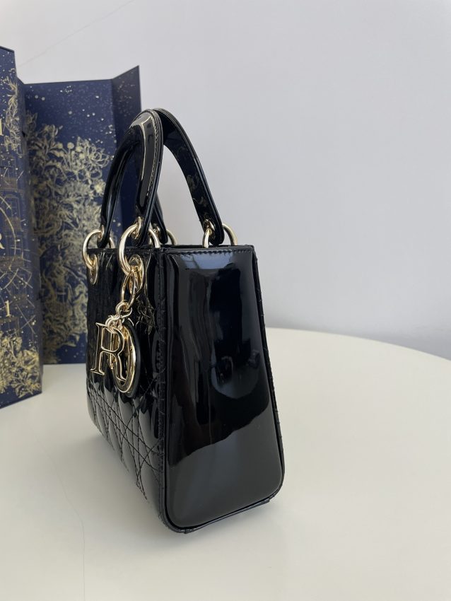 Replica Lady Dior Mini Black Patent